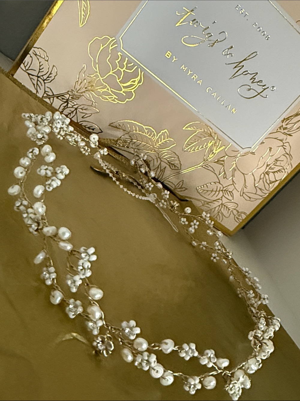 Twigs & Honey Baby's Breath Pearl and Crystal Hair Piece